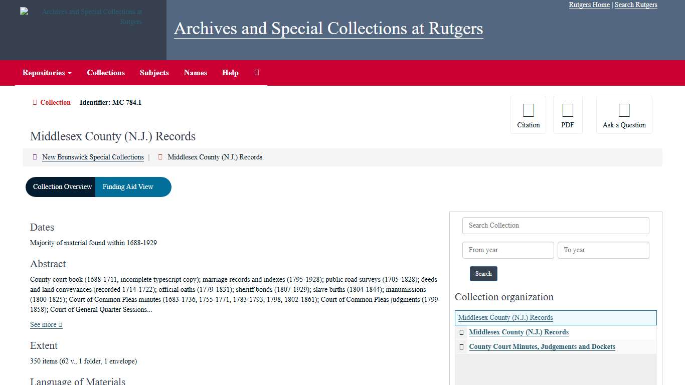 Collection: Middlesex County (N.J.) Records | Archives and Special Collections at Rutgers